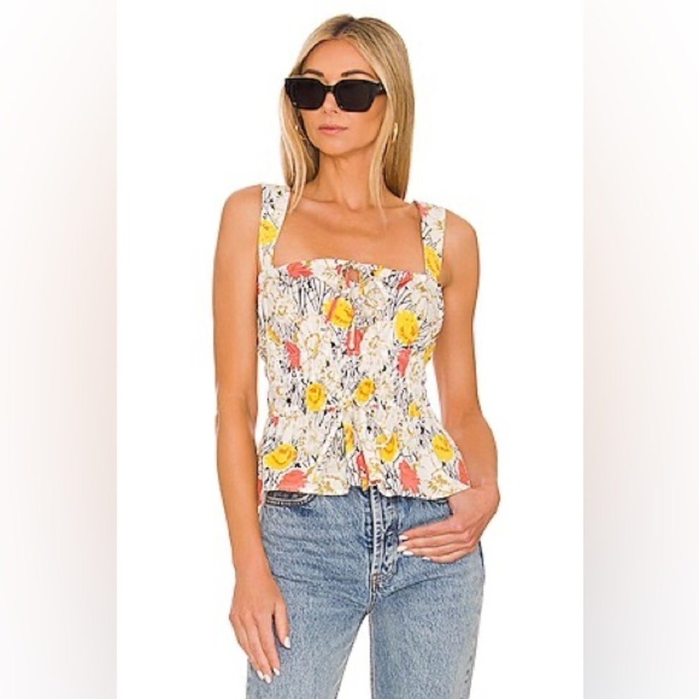 BCBGMAXAZRIA REVOLVE Floral Poplin Top in Gardenia Combo Size Small NWT